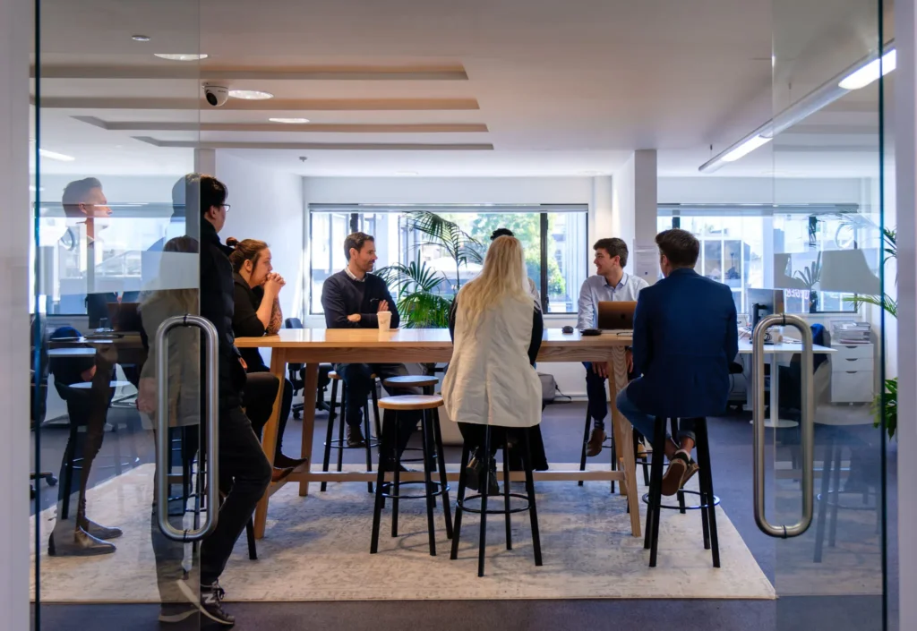 Team of property managers having a meeting at the office